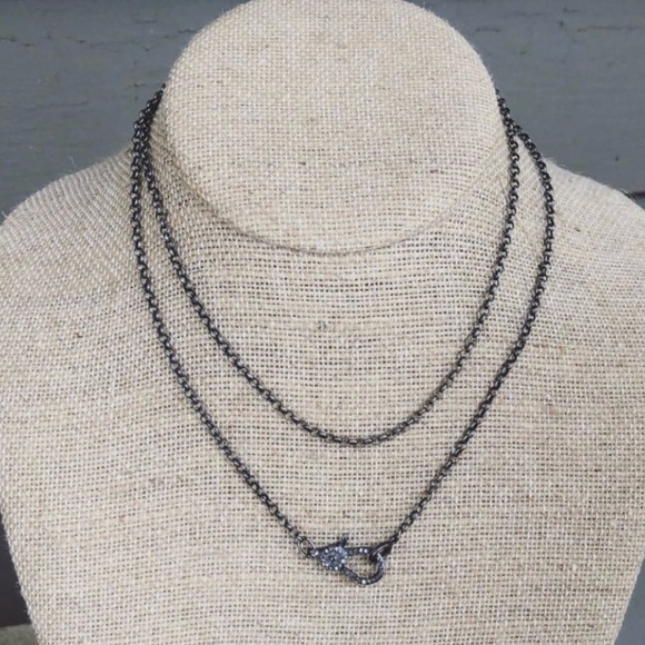 Pavé Diamond & Gunmetal Cross Necklace - Picture 2 of 12